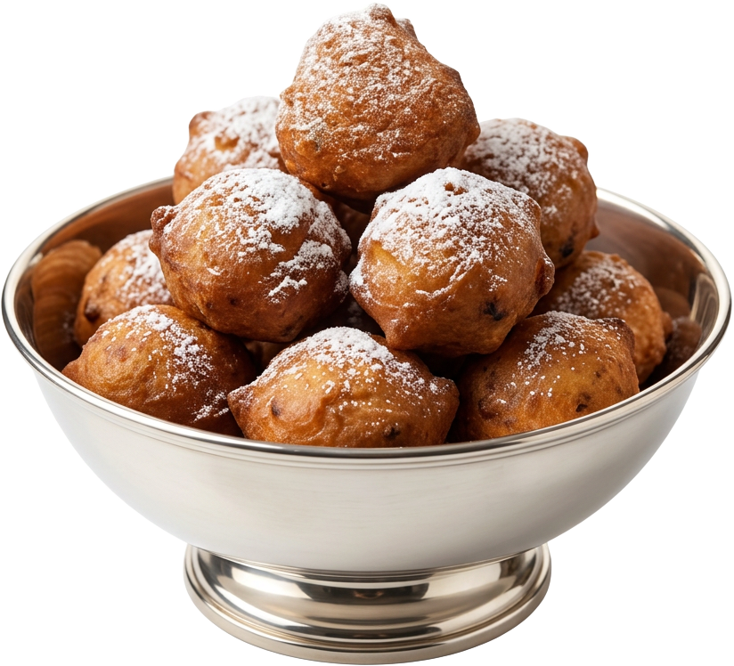 Schaal met verse oliebollen